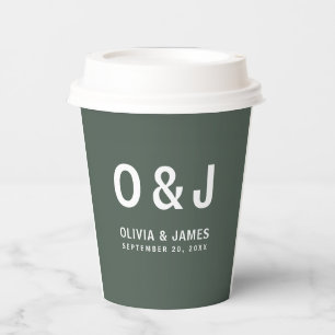 Dark Green   Moss Minimalist Modern Scandi Wedding Paper Cups