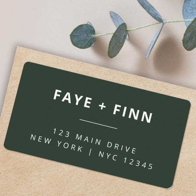 Dark Green | Moss Scandi Wedding Return Address Label (Creator Uploaded)