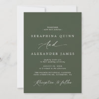 Dark Green Moss | Simple Script Formal Wedding