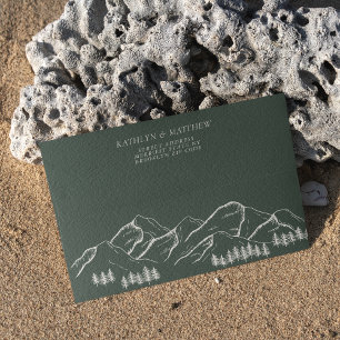 Dark Green Mountain Pine Tree Outdoor Wedding Envelope