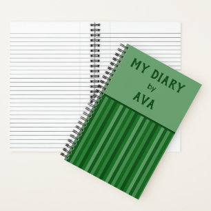 Dark Green My Diary by Me Striped Journal