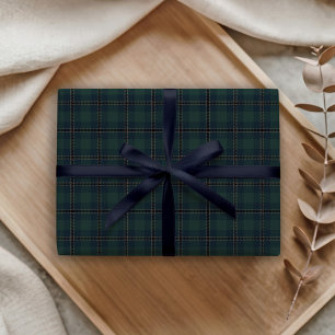 Dark Green Navy Blue Tartan Plaid Polo Equestrian Wrapping Paper
