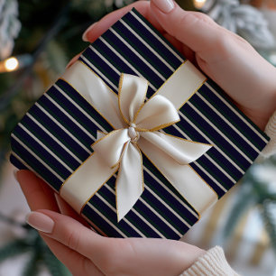 Dark Green & Navy Striped Wrapping Paper