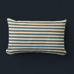 Dark Green Off-White Striped Pattern Lumbar Cushion<br><div class="desc">Modern dark green and off-white stripes pattern. The colours night watch and magnolia blossom are used for this striped pattern. Decorate your home with these gorgeous stripes pattern throw pillows. If you need any help or matching products,  please contact us through our store.</div>