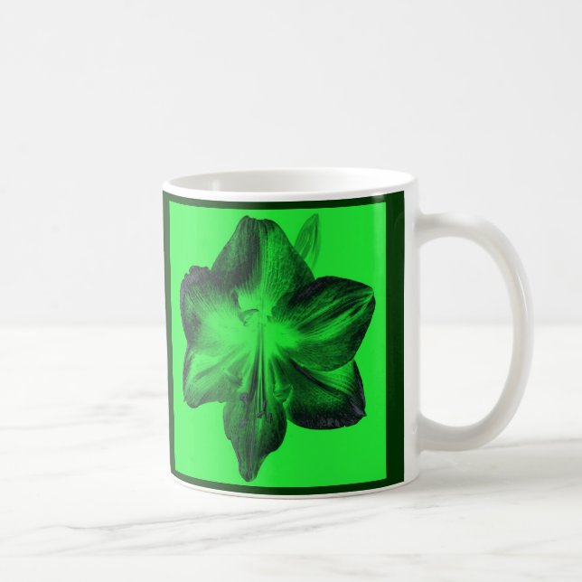 Dark Green on Light Green Amaryllis Coffee Mug (Right)