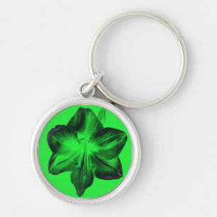 Dark Green on Light Green Amaryllis Key Ring