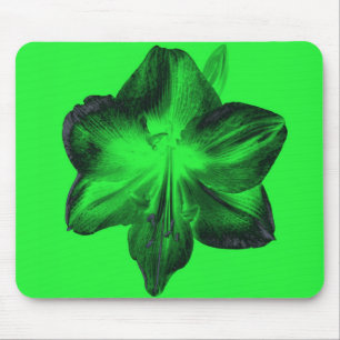 Dark Green on Light Green Amaryllis Mouse Pad