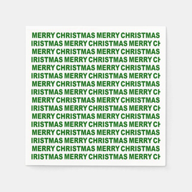 Dark Green on White Christmas Typography Napkin (Front)