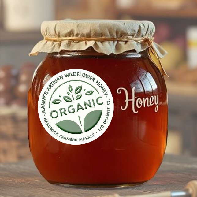 Dark Green Organic Product Label with Leaf (Creator Uploaded)