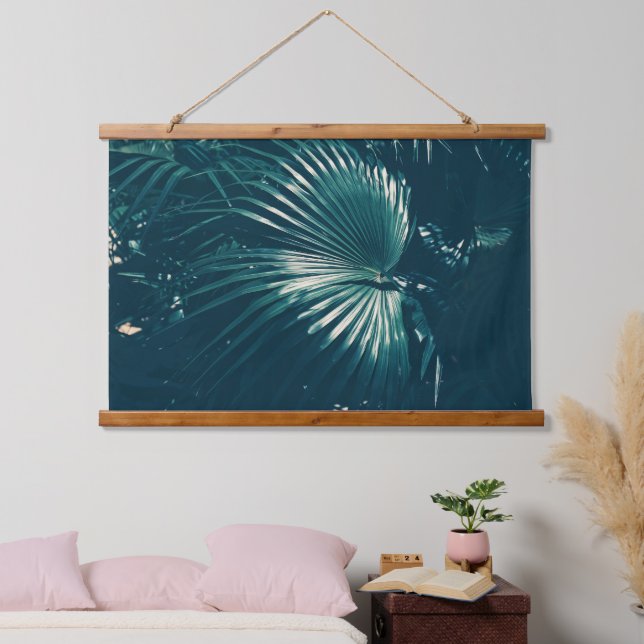 Dark Green Palm Tree Leaf  Hanging Tapestry (Bedroom)