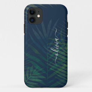 Dark green palms leaves pattern Case-Mate iPhone case