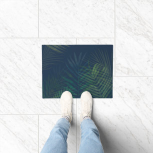 Dark green palms leaves pattern   doormat