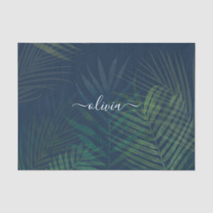 Dark green palms leaves pattern tissue paper