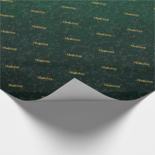 dark green pattern golden holiday text wrapping paper