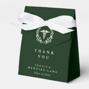 Dark Green Personalised Caduceus+Laurel Wreath Favour Box