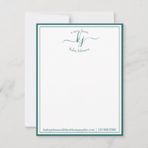 Dark Green Personalised From The Desk Of Note Card