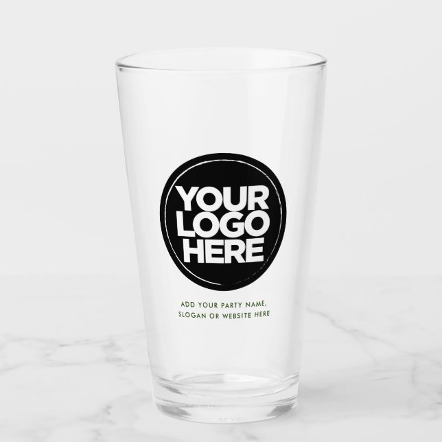 Dark Green Personalised Logo and Text Beer Glasses (Front)