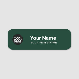 Dark Green Pin Name Tag or Magnetic with Logo