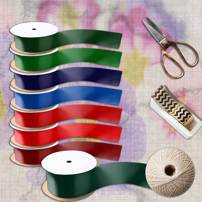 Dark Green Pine tree solid minimalist Satin Ribbon (Creator Uploaded)