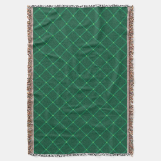 Dark green plaid contemporary pattern throw blanket (Front Vertical)