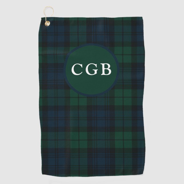 Dark Green Plaid Golf Towel (Front)