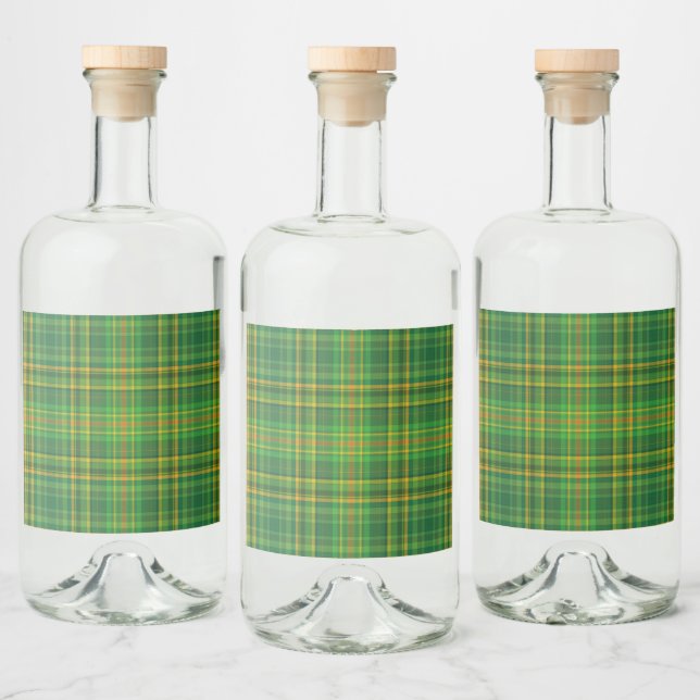 Dark Green Plaid  Liquor Bottle Label (Bottles)