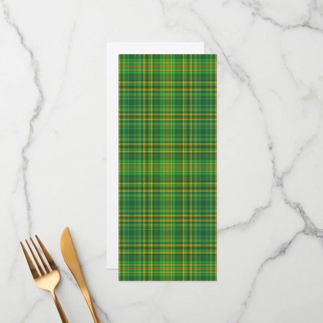 Dark Green Plaid  Menu (Front/Back In Situ)