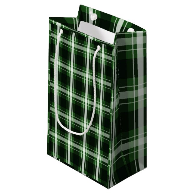 Dark Green Plaid Small Gift Bag (Front Angled)