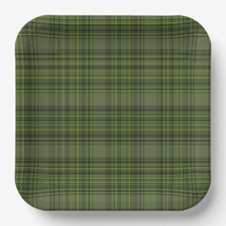 Dark Green Plaid (viats) Paper Plates
