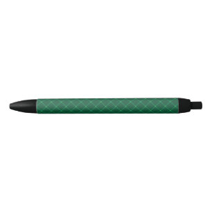 Dark green plaid winter holidays snowflake black ink pen