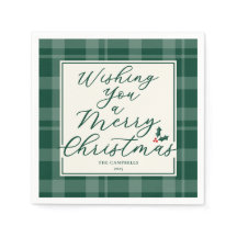 Dark Green Plaid Wishing You A Merry Christmas