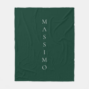 Dark Green Plain Elegant Casual Own Name Fleece Blanket