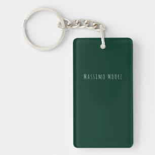 Dark Green Plain Elegant Casual Own Name Key Ring