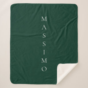 Dark Green Plain Elegant Casual Own Name Sherpa Blanket