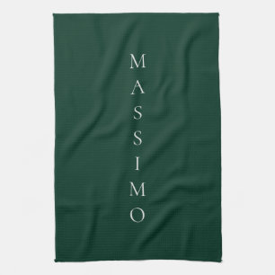 Dark Green Plain Elegant Casual Own Name Tea Towel