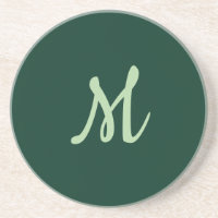 Dark Green Plain Elegant Modern Own Name Monogram