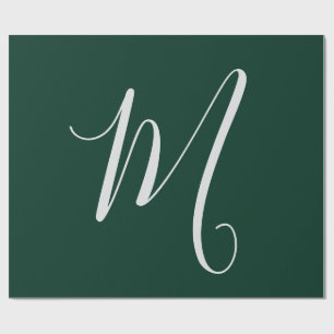 Dark Green Plain Elegant Modern Own Name Monogram Wrapping Paper