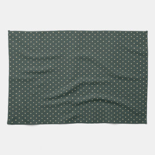 Dark Green Polka Dot Tea Towel