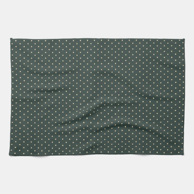 Dark Green Polka Dot Tea Towel (Horizontal)