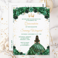 Dark Green Princess Floral Quinceañera