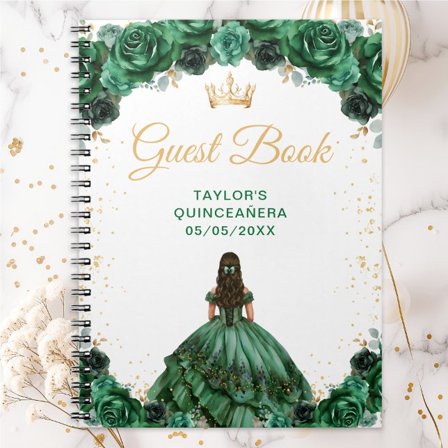 Dark Green Princess Quinceañera Guest Book (Creator Uploaded)