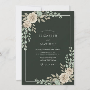 Dark Green Pristine Winter Wedding Invitation