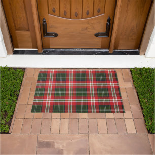Dark Green, Red and White Tartan Plaid Doormat
