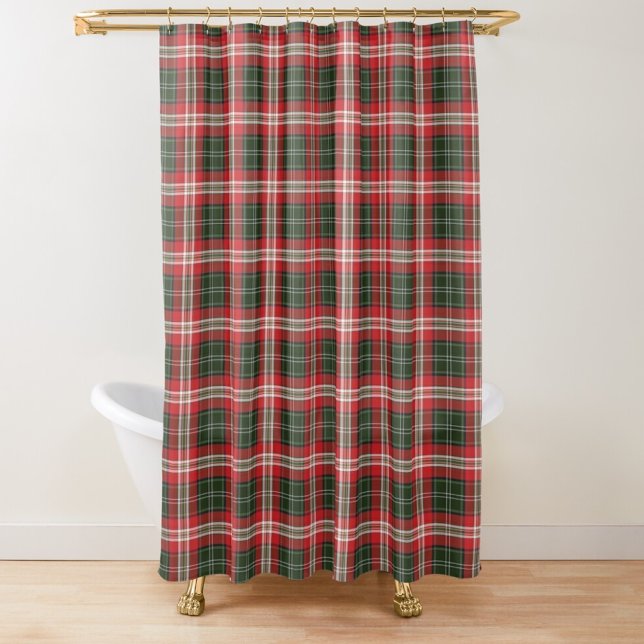 Dark Green, Red and White Tartan Plaid Shower Curtain (Creator Uploaded)