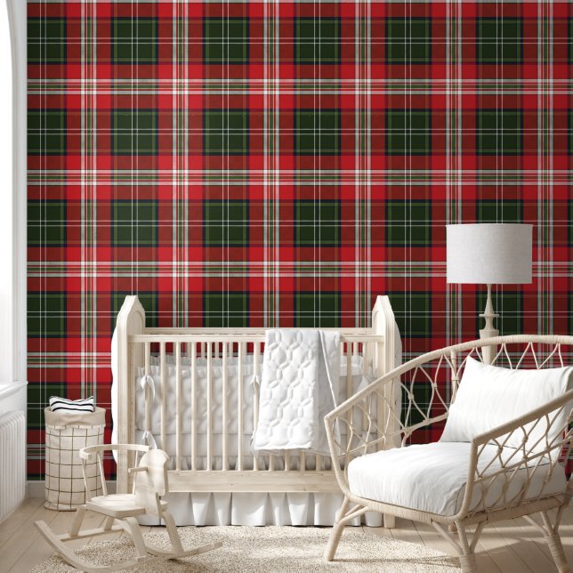 Dark Green, Red and White Tartan Plaid  Wallpaper (Kids)