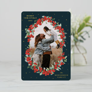 Dark Green Red Berries+Eucalyptus Christmas Photo