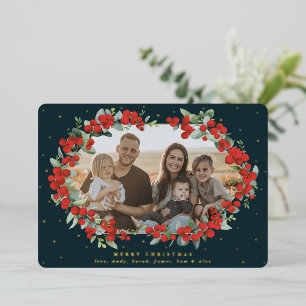 Dark Green Red Berry + Eucalyptus Christmas Photo