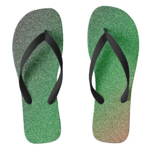 Dark-Green-Red Gradient Glitters, Pair of Jandals