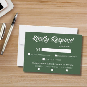 Dark Green Response Card RSVP