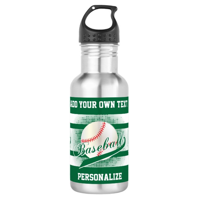 Dark Green Retro Baseball Style 532 Ml Water Bottle (Front)